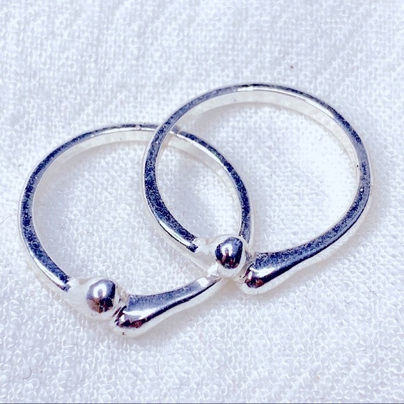 ❣️$25/3❣️ Modern Double Sliver Plated Rings Set - Picture 5 of 9